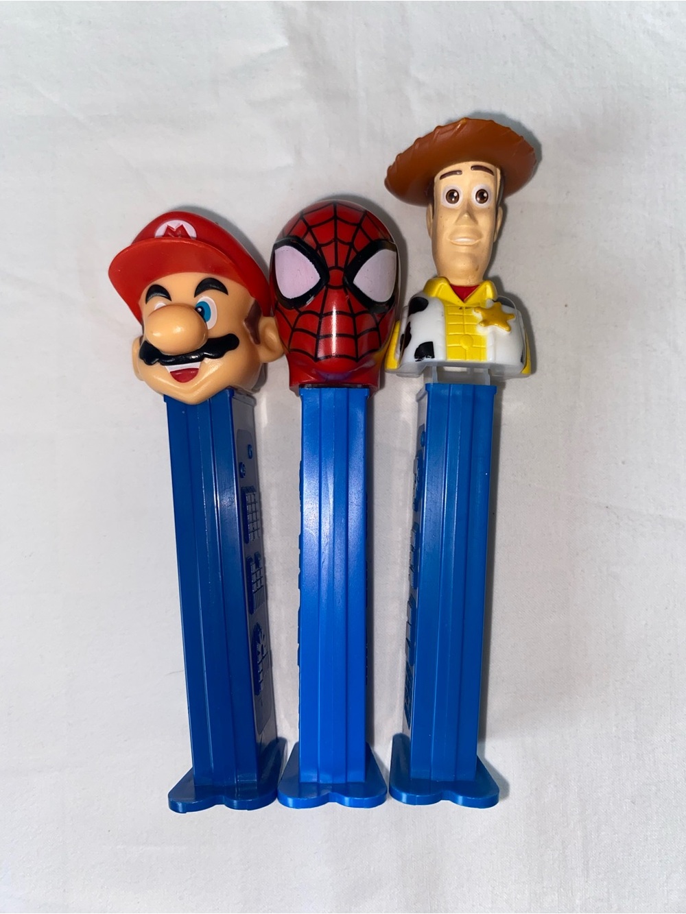 Blue Mario, Spider-Man & Woody Pez Candy Dispensers - Kids Toys